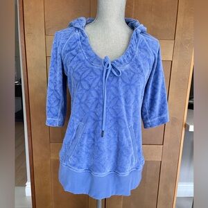 Y2K LULULEMON "Summertime Velour" Blue Hoodie 3/4 Sleeves Size 8